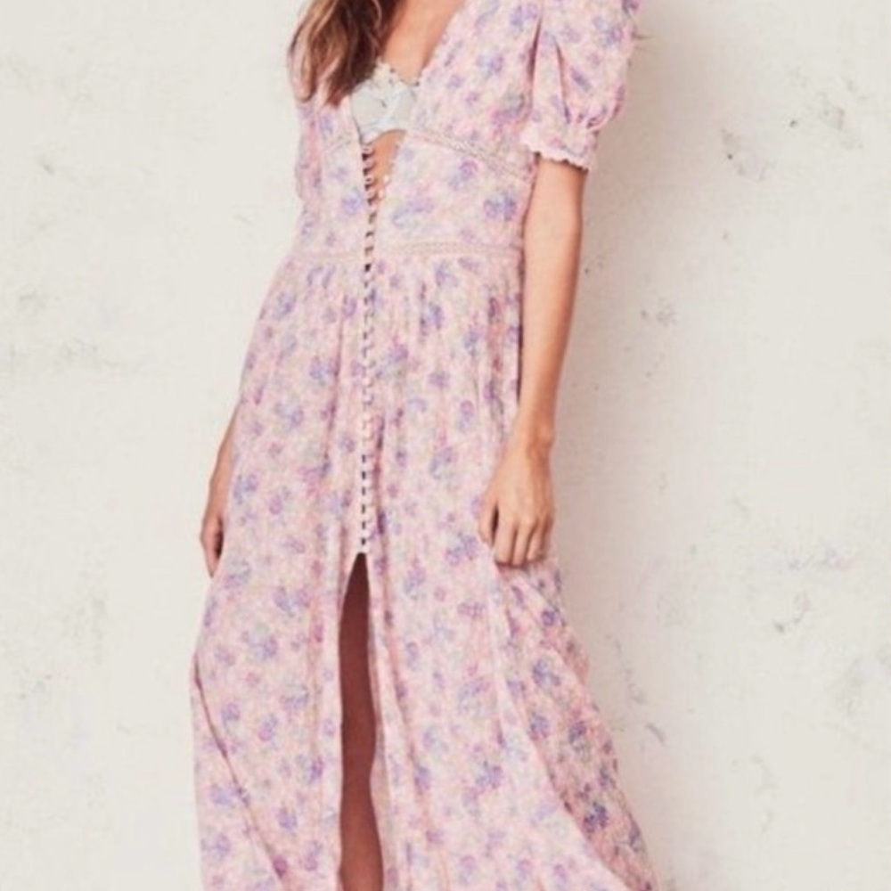 LoveShackFancy Stacy Pink Floral Dress